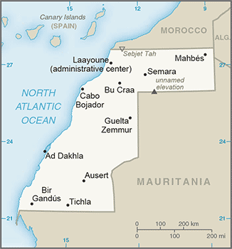 Map of Western Sahara