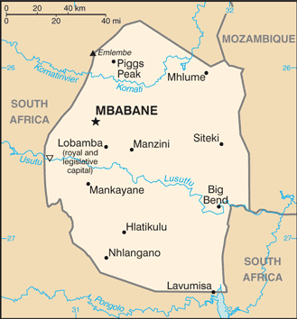 Map of Swaziland